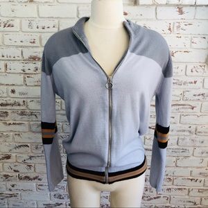 Don’t ask why Cardigan Sweater Silver Zipp Stripes